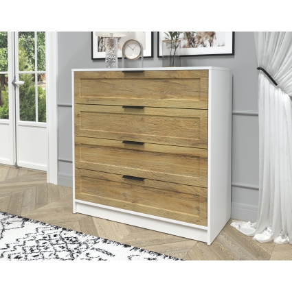 Kомод Тренд КТ-К100 (Белый ЛДСП/ Дуб вотан ЛМДФ) Ш1000 В1020 Г451 Kомод Тренд КТ-К100 (Белый ЛДСП/ Дуб вотан ЛМДФ) Ш1000 В1020 Г451